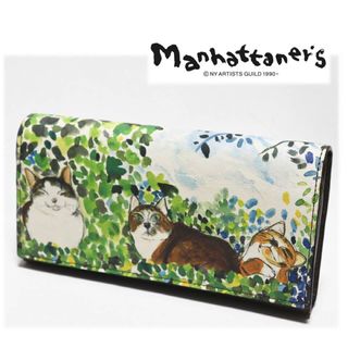 マンハッタナーズ(Manhattaner's)の《マンハッタナーズ》新品【ごきげん】可愛いネコちゃん レザーかぶせ式長財布(財布)