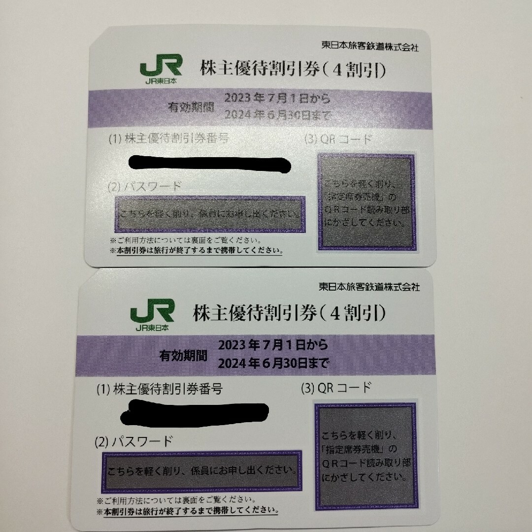 JR東日本株主優待割引券（4割引）　２枚チケット