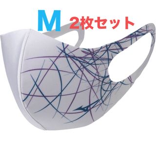 ミズノ(MIZUNO)の正規品【ライン柄ホワイトMサイズ】ミズノ マスク  新品　マウスカバー2枚セット(その他)