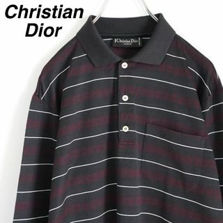 クリスチャンディオール(Christian Dior)の【イタリア製】クリスチャンディオール ムッシュ／ポロシャツ　刺繍ロゴ　ボーダー柄(ポロシャツ)