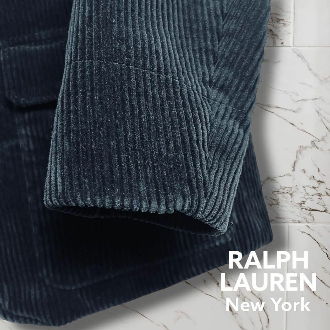 Denim & Supply Ralph Lauren(デニムアンドサプライラルフローレン)の【ラルフローレン】ストレッチコーデュロイジャケット L 黒 ブラックコットン メンズのジャケット/アウター(テーラードジャケット)の商品写真