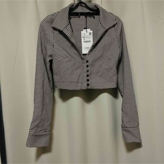 ザラ(ZARA)の値下げ◆タグ付き新品　Zara ミニ丈格子柄ジャケット(テーラードジャケット)