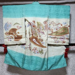 #154 (保管品) 特選  正絹 男児 お宮参り きもの  宝尽くし(お宮参り用品)