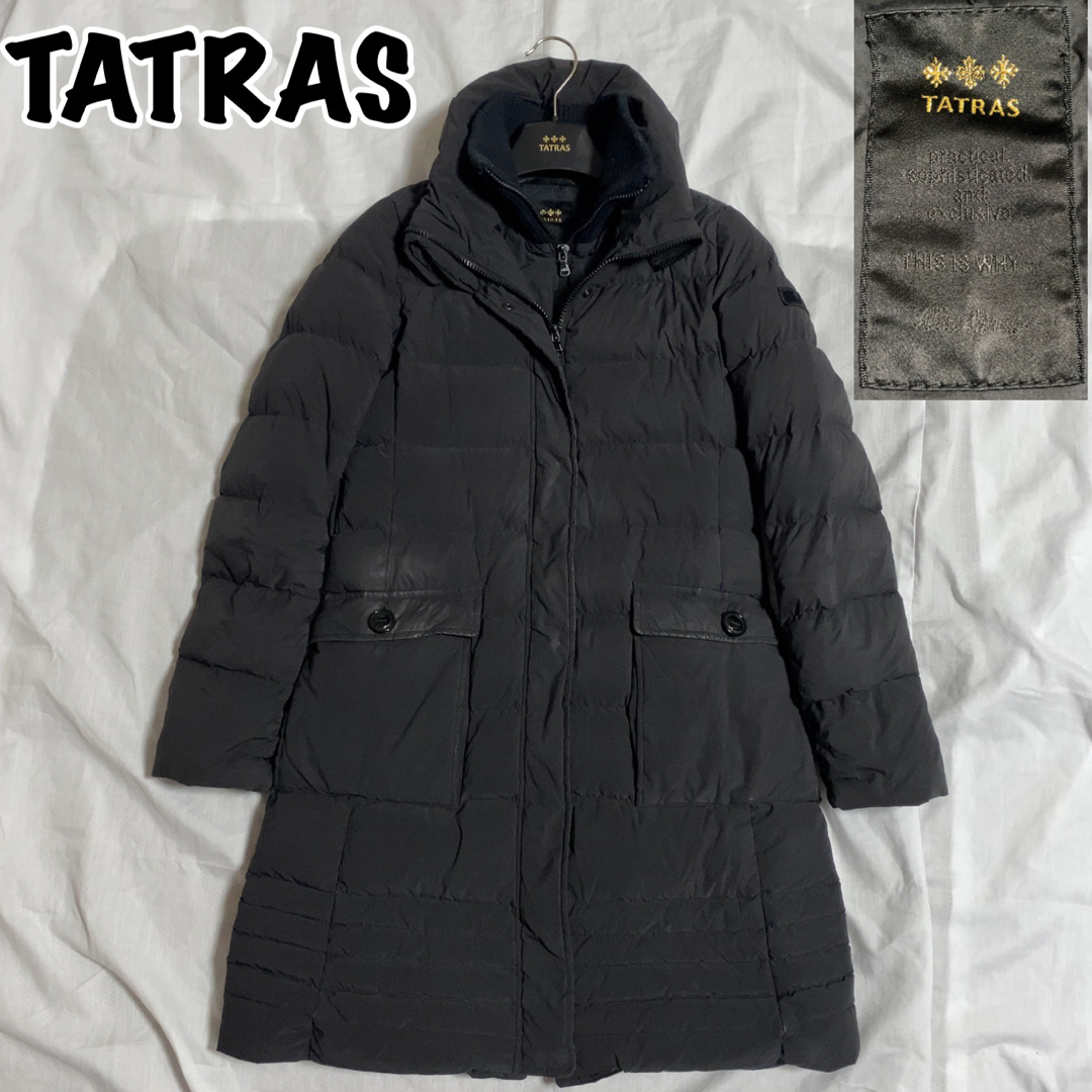 【美品】TATRAS ポリテアマ ロングダウンコート Aライン ブラック 01