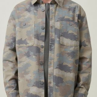 未使用 迷彩 シャツジャケット ガンホー カモ CAMO oversize(ミリタリージャケット)