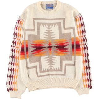 ペンドルトン(PENDLETON)の古着 70年代 ペンドルトン PENDLETON 総柄 ネイティブ柄 ウールニットセーター USA製 メンズM ヴィンテージ /eaa398056(ニット/セーター)