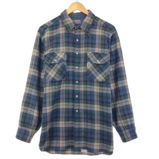 ペンドルトン(PENDLETON)の古着 70年代 ペンドルトン PENDLETON チェック柄 ウールシャツ USA製 メンズL ヴィンテージ /eaa398530(シャツ)