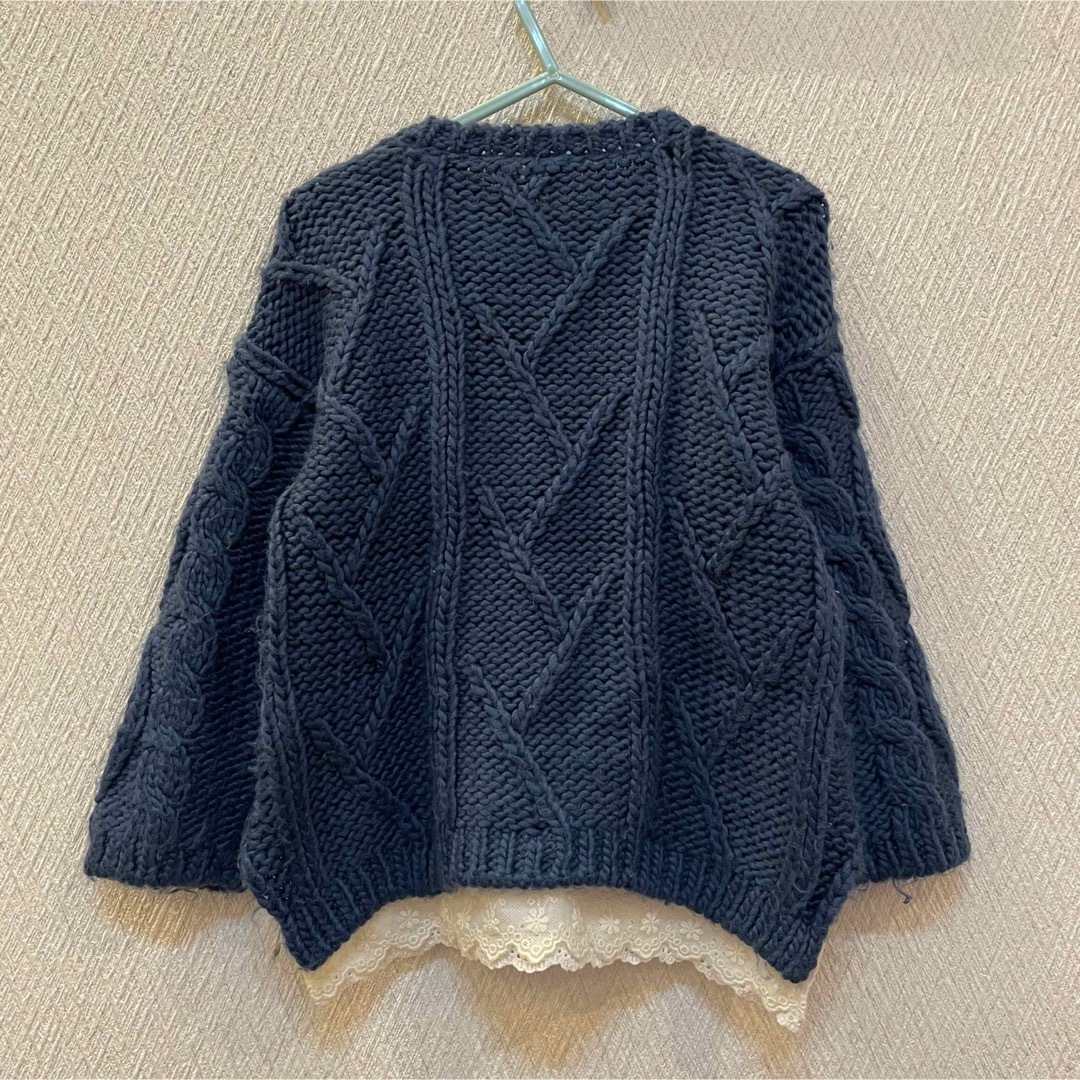 キムラタン(キムラタン)のキムラタン レース取り外し ニット トップス セーター キッズ/ベビー/マタニティのキッズ服女の子用(90cm~)(ニット)の商品写真