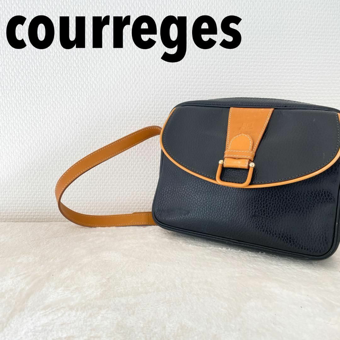 Courreges(クレージュ)の美品✨courregesクレージュショルダーバッグハンドバッグブラック黒キャメル レディースのバッグ(ショルダーバッグ)の商品写真