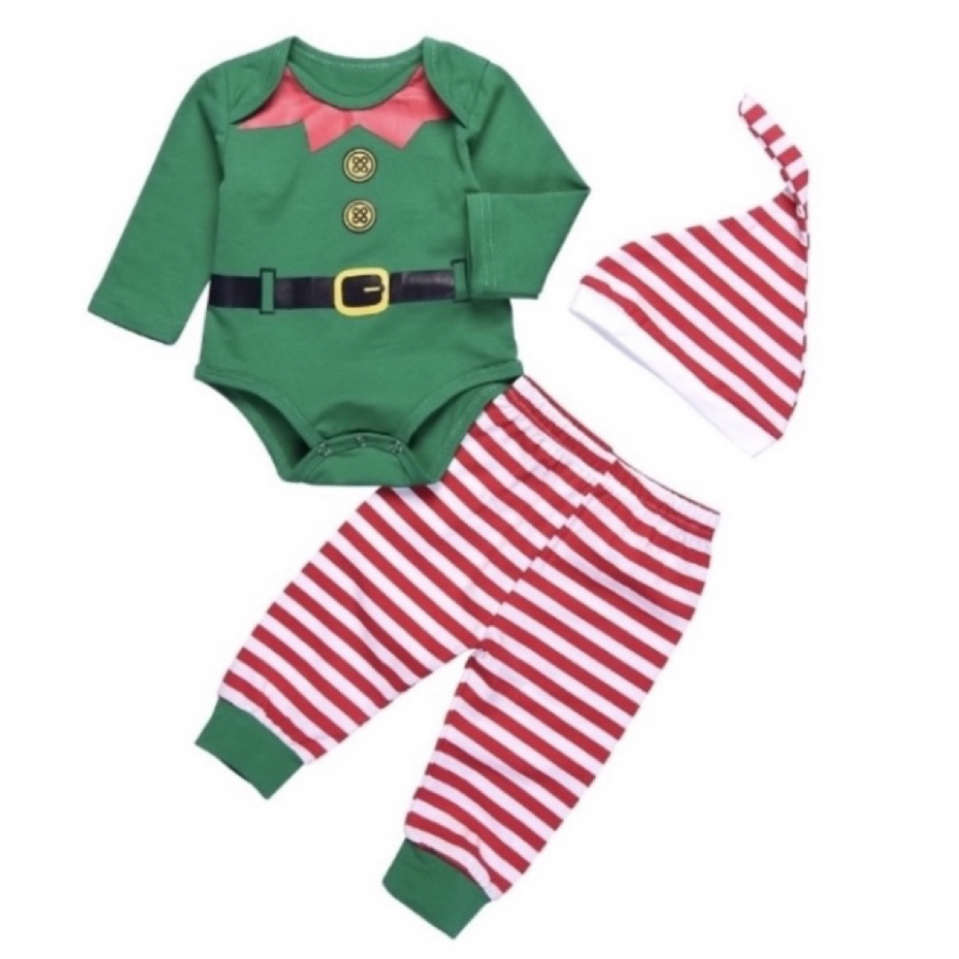 エルフ ロンパース 帽子 レギンス ボーダー クリスマス 定番 人気 可愛い キッズ/ベビー/マタニティのキッズ服男の子用(90cm~)(その他)の商品写真