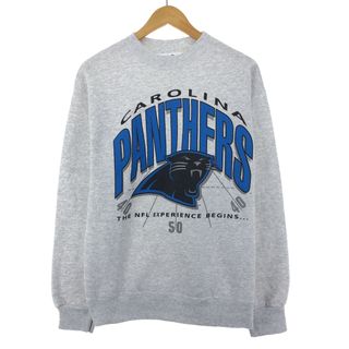 ヘインズ(Hanes)の古着 ヘインズ Hanes NFL Carolina Panthers カロライナ パンサーズ プリントスウェットシャツ トレーナー メンズL /eaa398883(スウェット)