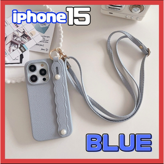  iPhone15 韓国 iPhoneケース ショルダーストラップ くすみカラー(iPhoneケース)