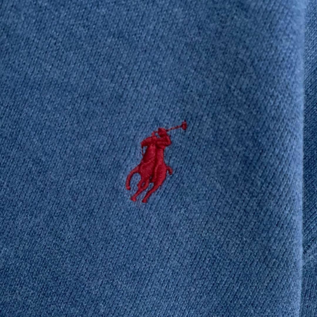ラルフローレン　90s　ヴィンテージ　ハーフジップ　刺繍ロゴ　トレーナー　ブルー