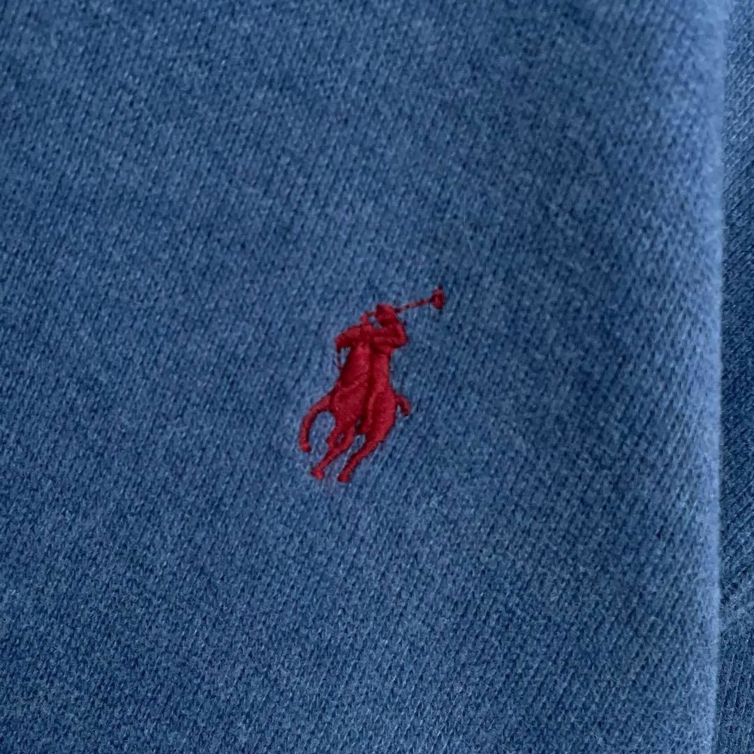 POLO RALPH LAUREN(ポロラルフローレン)のラルフローレン　90s　ヴィンテージ　ハーフジップ　刺繍ロゴ　トレーナー　ブルー メンズのトップス(スウェット)の商品写真