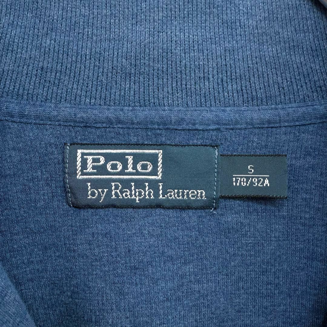 POLO RALPH LAUREN(ポロラルフローレン)のラルフローレン　90s　ヴィンテージ　ハーフジップ　刺繍ロゴ　トレーナー　ブルー メンズのトップス(スウェット)の商品写真