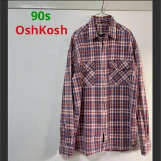 オシュコシュ(OshKosh)の90's 古着 OshKosh ネルシャツ チェックシャツ L ネイビー(シャツ)