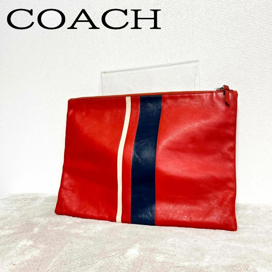 開梱 設置?無料 美品✨COACH コーチハンドバッグクラッチバッグレッド