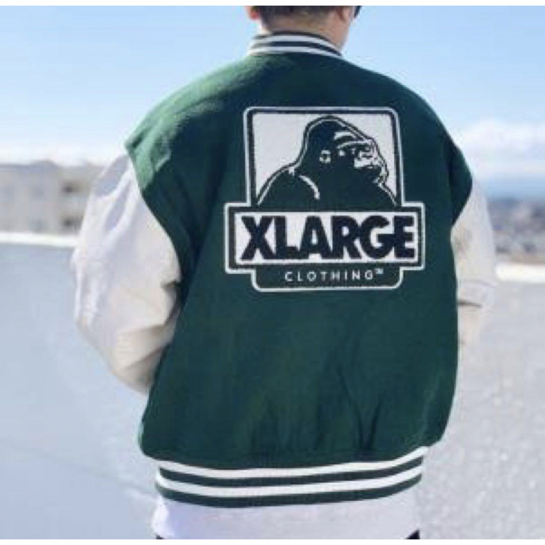 xlarge エクストララージ　スタジャン　袖切り替えパイルロゴ L グリーン39s80