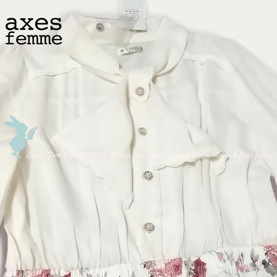 axes femme(アクシーズファム)のaxes femme リボン付レイヤード花柄ワンピース レディースのワンピース(ひざ丈ワンピース)の商品写真