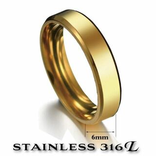 メンズ レディース リング 指輪 最新 シンプル 6mm ゴールド(リング(指輪))