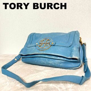 トリーバーチ(Tory Burch)のレア✨TORY BURCH トリーバーチショルダーバッグハンドバッグブルー青(ショルダーバッグ)