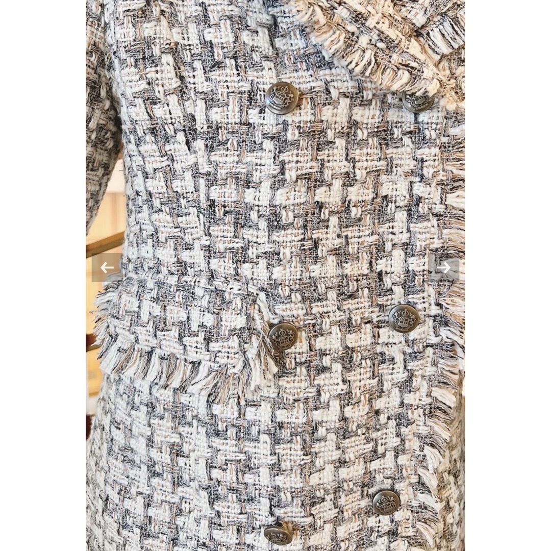 ヒマリー ツイードフリンジファーコート レディースのジャケット/アウター(ロングコート)の商品写真