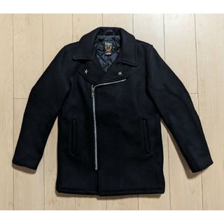 20 美品 SCHOTT ライダースコート ライダースピーコート 768 黒