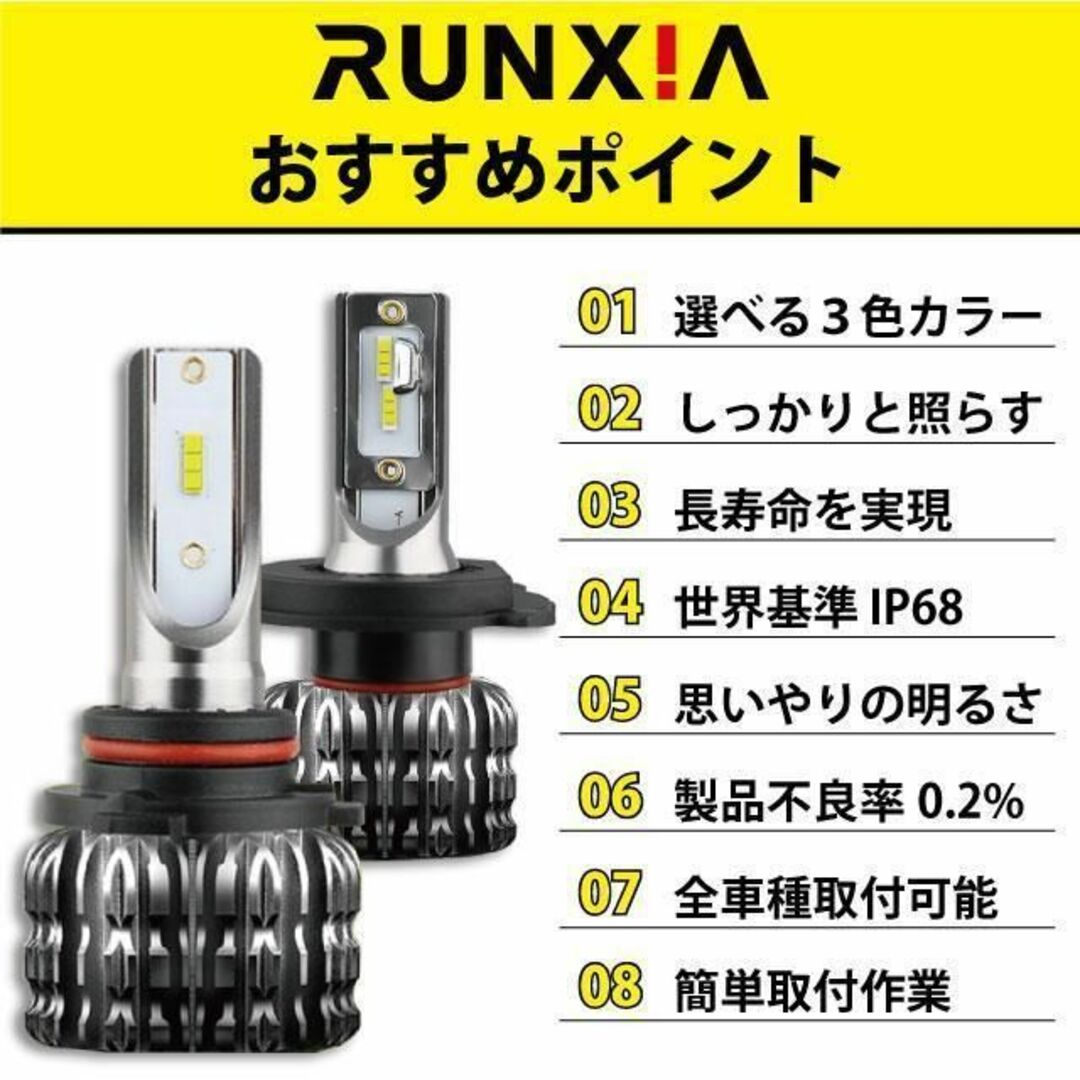 最新 HB3 LED フォグ ランプ ヘッドライト 左右 車検対応 2個セット 自動車/バイクの自動車(その他)の商品写真