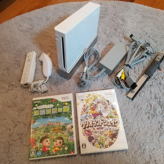 Wii - 美品! Wii 本体フルセット ソフト6個 ハンドル コントローラー ...