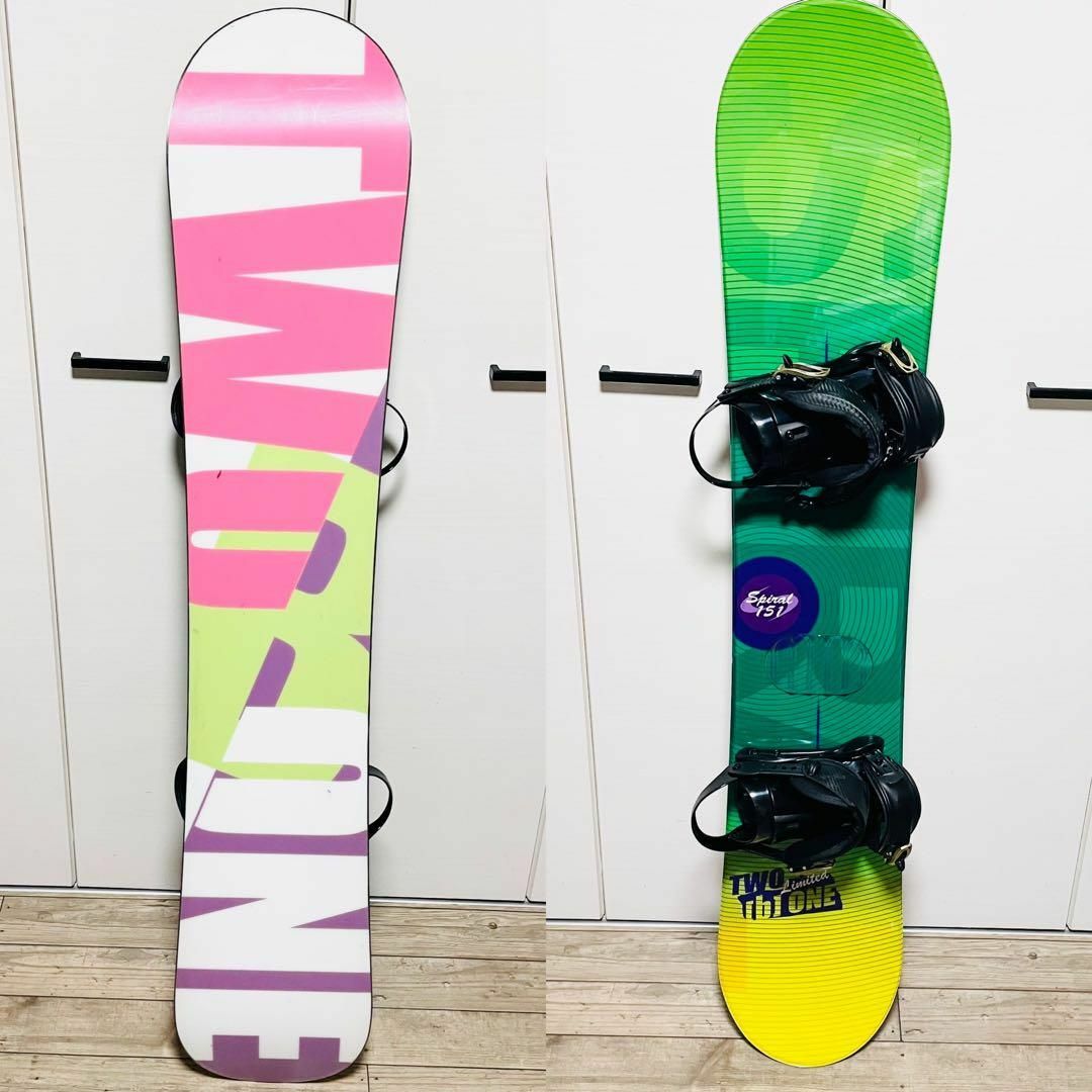 TWO b ONE スノーボード2点セット151cm ビンディング付き 程度良好 TWO b ONE スノーボード2点セット151cm ビンディング付き 程度良好