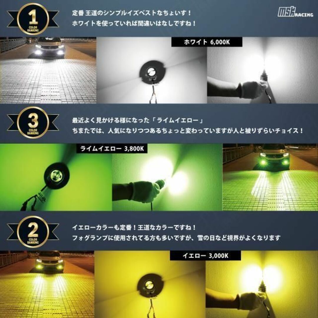 最新 LED フォグランプ 左右 2個 イエロー HB3 補償付き 自動車/バイクの自動車(その他)の商品写真