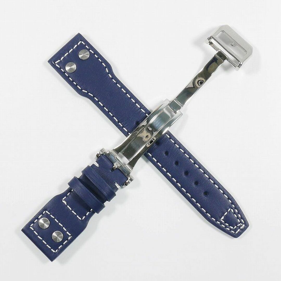 IWC(インターナショナルウォッチカンパニー)のＩＷＣ用 互換レザーベルト ビッグパイロットタイプ ネイビー 22mm メンズの時計(レザーベルト)の商品写真