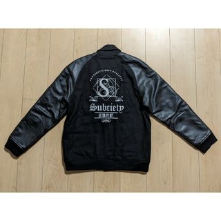 サブサエティ(Subciety)のL 美品 Subciety スタジャン Thron 袖レザー ブラック 黒(スタジャン)