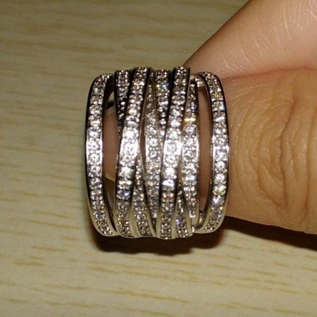 シルバー925色 エスニックツイストクロスリング★13号czダイヤモンドメンズも レディースのアクセサリー(リング(指輪))の商品写真