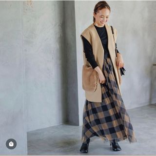 Bluelea Block check tulle skirt チュールスカート(ロングスカート)