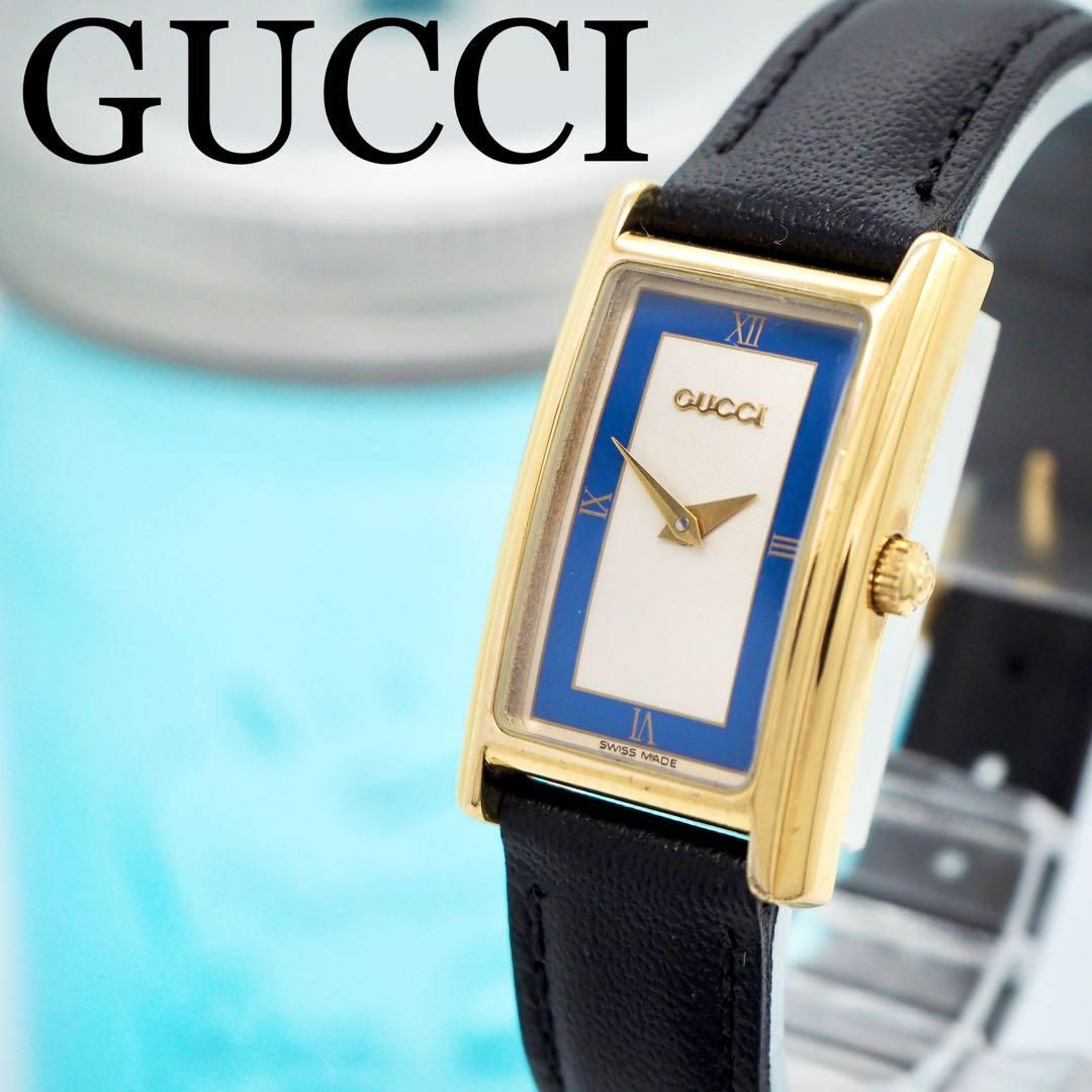 Gucci - 363【美品】GUCCI グッチ時計 レクタンギュラー ブルーライン ...