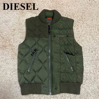 ディーゼル(DIESEL)の【美品】ディーゼル　DIESEL ダウンベスト　ニット切り替え　カーキ　XS(ダウンベスト)