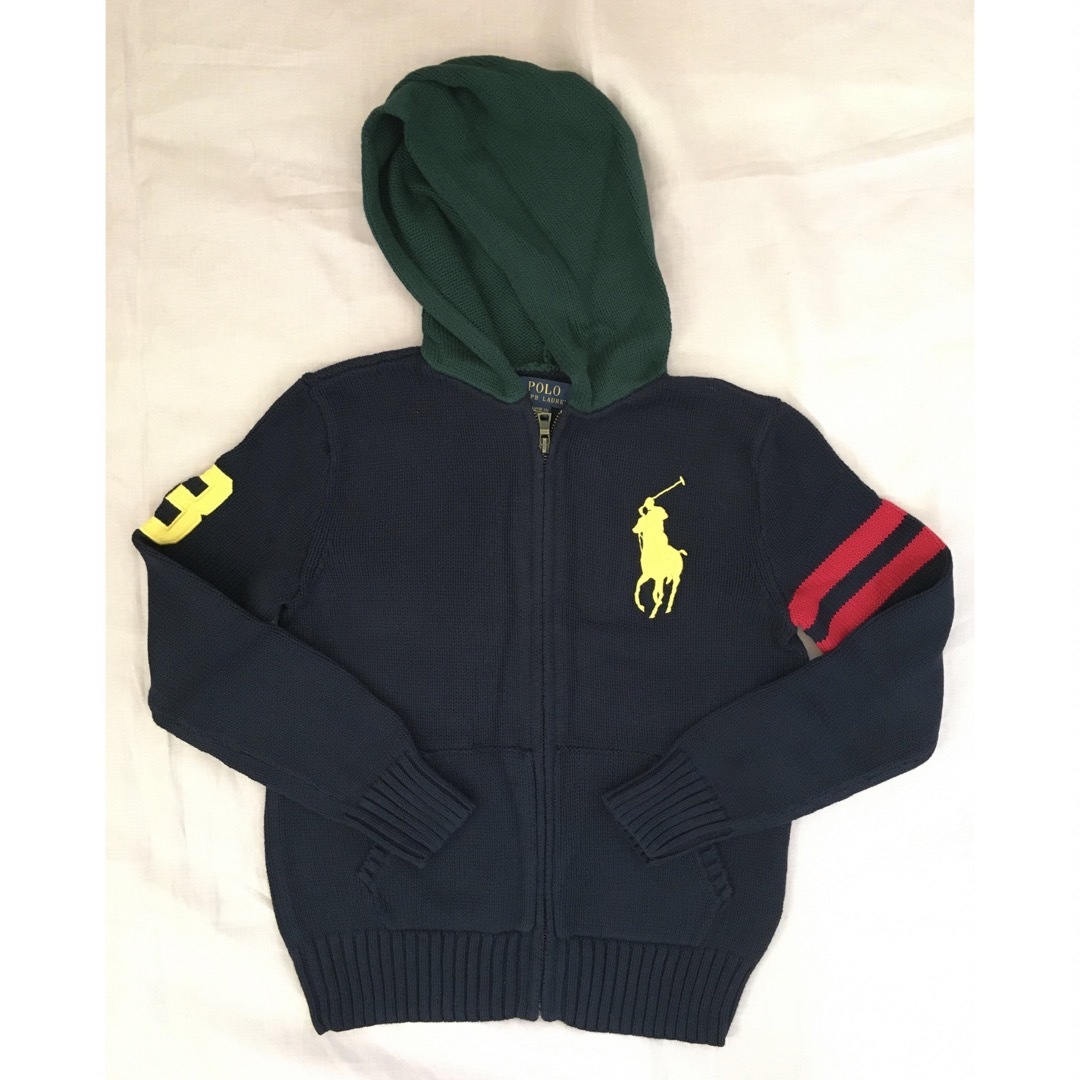 POLO RALPH LAUREN(ポロラルフローレン)の新品未使用　ポロラルフローレン コットンニットパーカー 150 キッズ/ベビー/マタニティのキッズ服男の子用(90cm~)(ニット)の商品写真