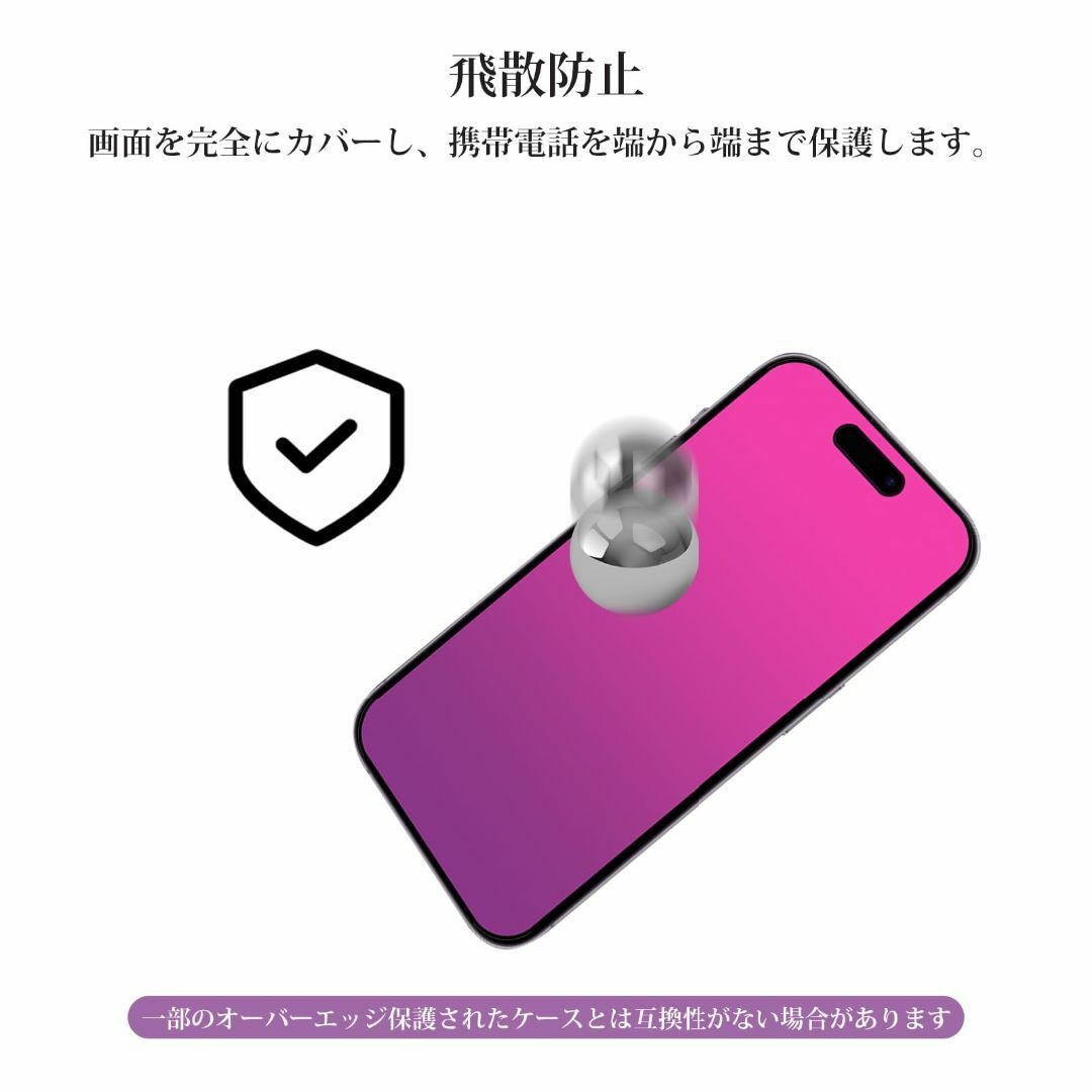 2枚 iPhone14 Pro Max ガラスフィルム 覗き見防止 紫 グラデー スマホ/家電/カメラのスマホアクセサリー(その他)の商品写真