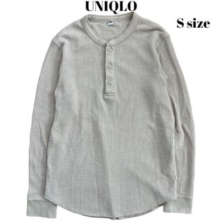 ユニクロ(UNIQLO)のUNIQLO ヘンリーネックT ワッフル サーマル ベージュ S(Tシャツ/カットソー(七分/長袖))