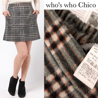 フーズフーチコ(who's who Chico)のフーズフーチコ チェック ボックス ウール　ミニ スカート(ミニスカート)