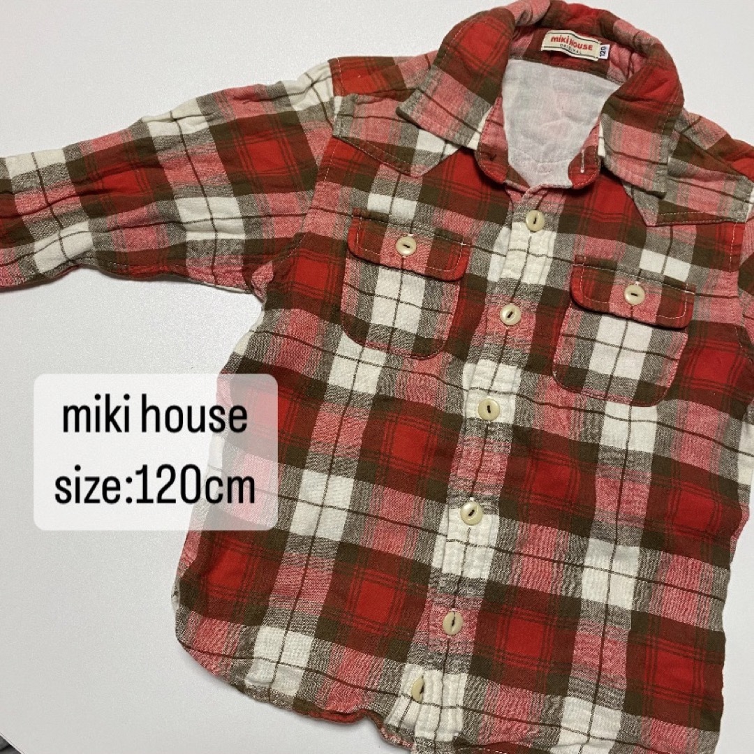 mikihouse(ミキハウス)のmikihouse    ミキハウス　チェクシャツ　ネルシャツ　120cm キッズ/ベビー/マタニティのキッズ服男の子用(90cm~)(ブラウス)の商品写真