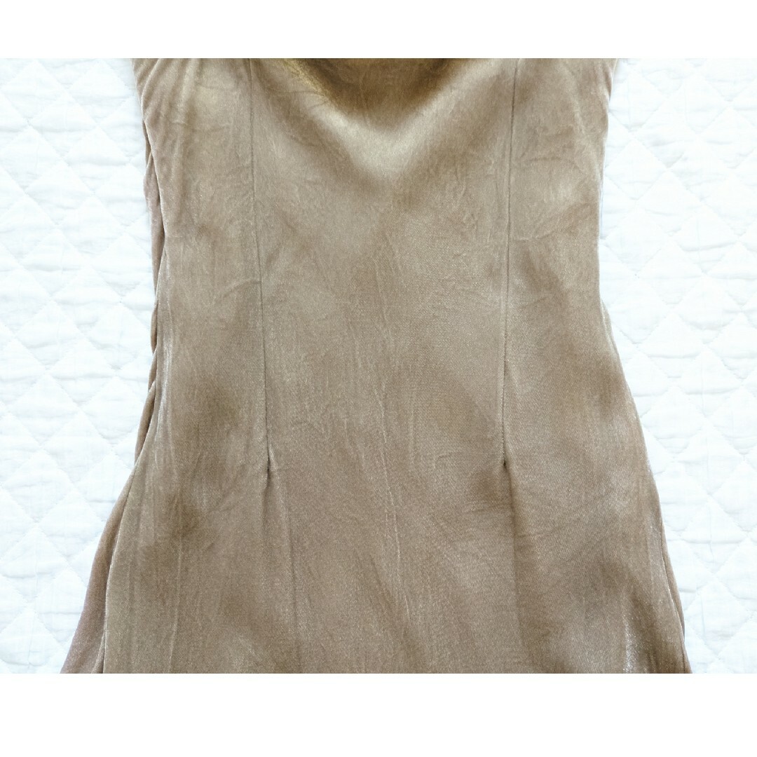 キャミワンピ ドレス フェザー ファー ベージュ ショール付き 中古 レディースのワンピース(ひざ丈ワンピース)の商品写真
