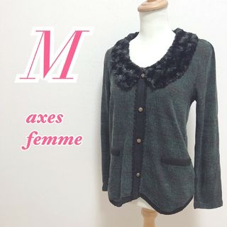 アクシーズファム(axes femme)のアクシーズファム　長袖トップス　M　グリーン　ブラック　レッド　チェック柄(カットソー(長袖/七分))