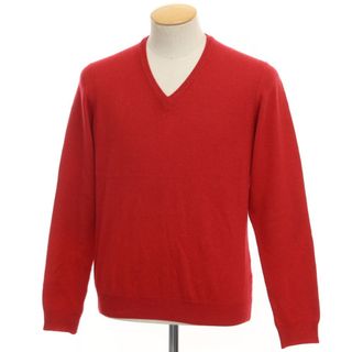 【中古】ハケットロンドン HACKETT LONDON ウールカシミヤ Vネック プルオーバーニット レッド【サイズS】【メンズ】(ニット/セーター)