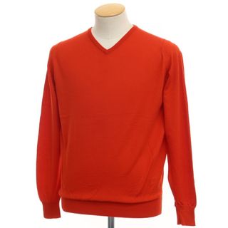 ジョンスメドレー(JOHN SMEDLEY)の【中古】ジョンスメドレー JOHN SMEDLEY ウール Vネック プルオーバーニット オレンジレッド【サイズS】【メンズ】(ニット/セーター)