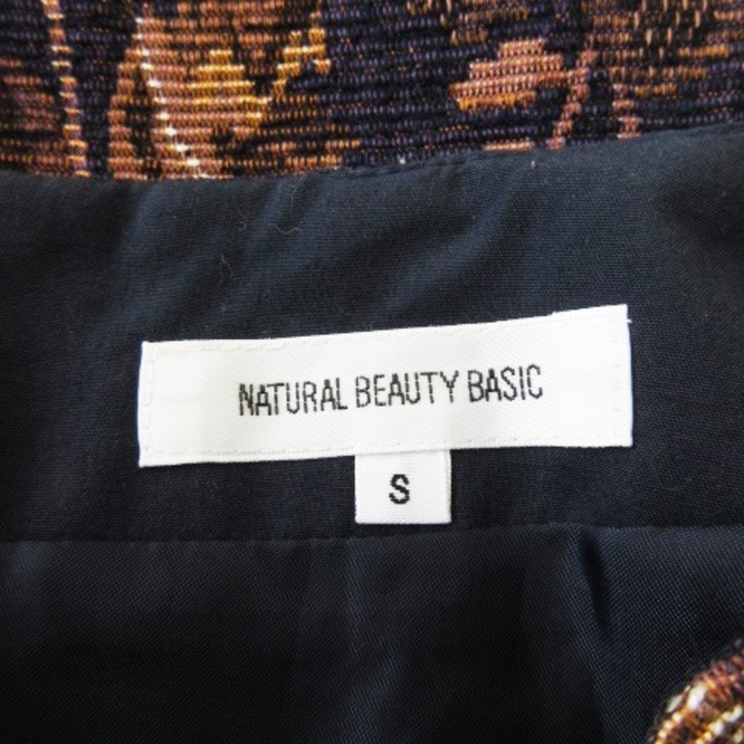 NATURAL BEAUTY BASIC(ナチュラルビューティーベーシック)のナチュラルビューティーベーシック スカート ゴブラン タイト ミニ 花柄 S 紺 レディースのスカート(ミニスカート)の商品写真