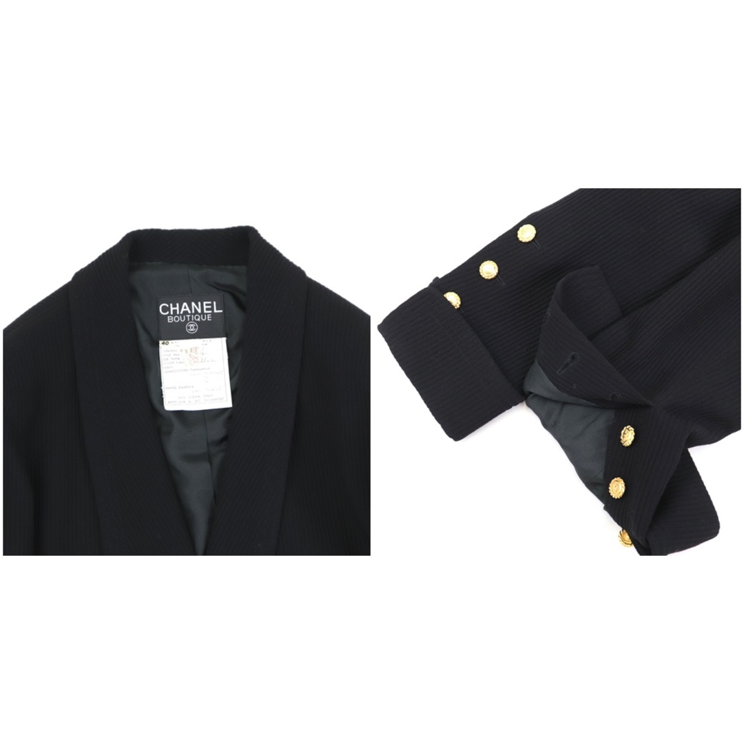 CHANEL(シャネル)の美品 シャネル ヴィンテージ ジャケット スカート スーツ レディース 黒 40 セットアップ 20560 CHANEL レディースのフォーマル/ドレス(スーツ)の商品写真