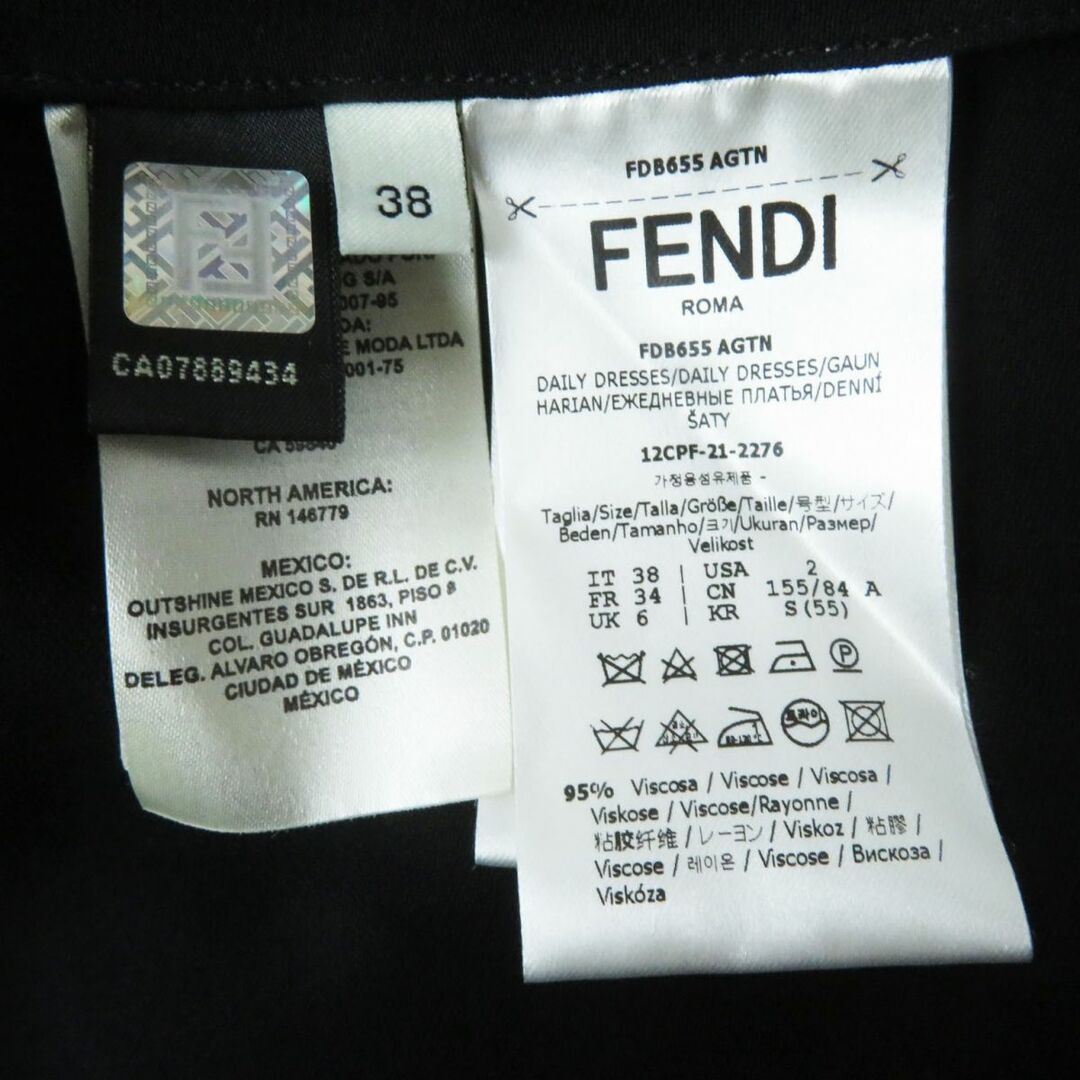 FENDI(フェンディ)の美品◎正規品 伊製 FENDI フェンディ 22SS FD8655 レディース 花モチーフ ケープ付き 超ロング バルーンワンピース ブラック 38 保管袋付き レディースのワンピース(ひざ丈ワンピース)の商品写真