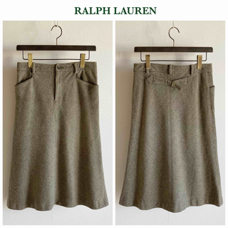 ラルフローレン(Ralph Lauren)のラルフローレン シンチバック ウール コットン ツイード Aライン スカート 9(ひざ丈スカート)